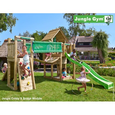 Jungle Gym Cubby Bridge so šmýkačkou