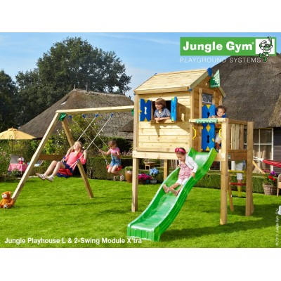 Jungle Gym Playhouse L 2-Swing so šmýkačkou